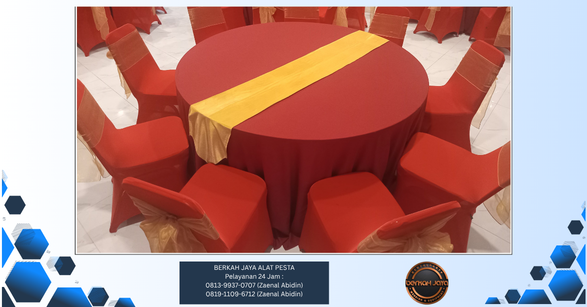Sewa Round Table Dan Kursi Cover Merah Jakarta Selatan 081399370707