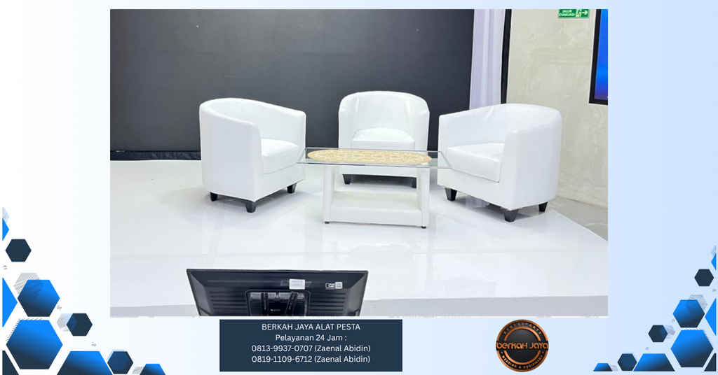 Sewa Sofa Putih Type Oval Set Meja VIP Kaca Jakarta Selatan 081399370707