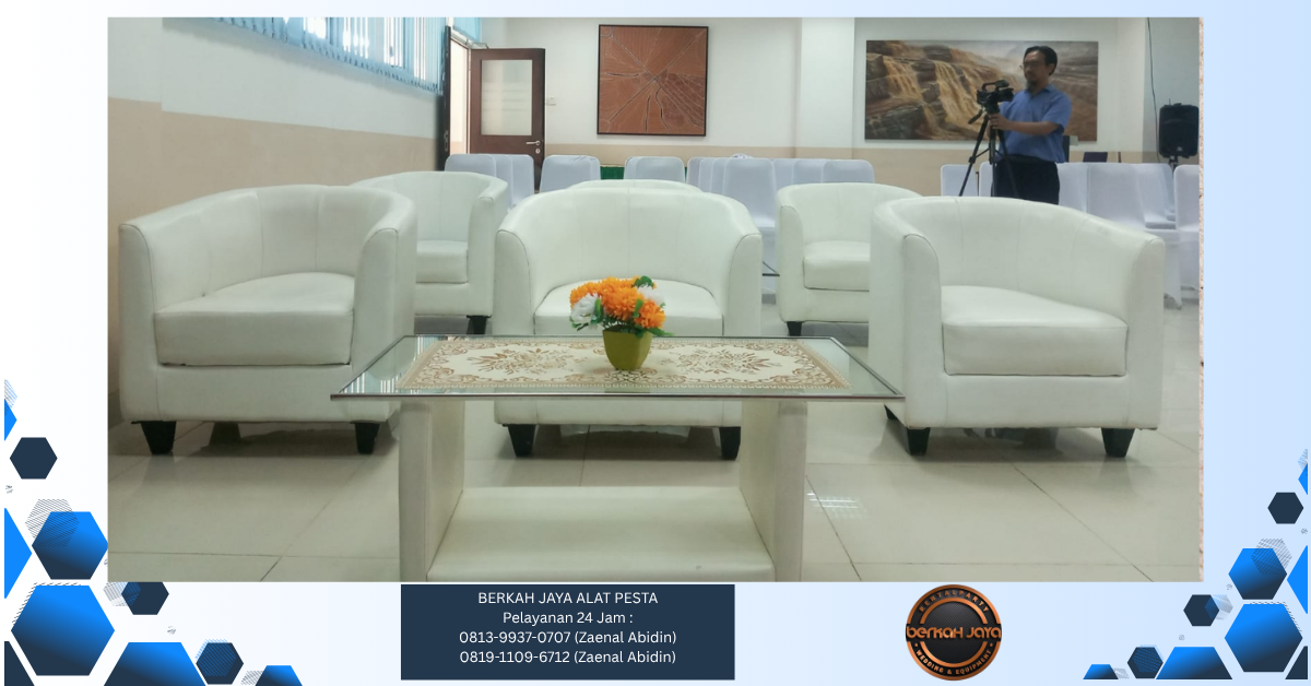 Sewa Sofa Putih Type Oval Set Meja VIP Kaca Jakarta Selatan 081399370707