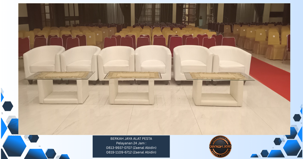 Sewa Sofa Putih Type Oval Set Meja VIP Kaca Jakarta Selatan 081399370707