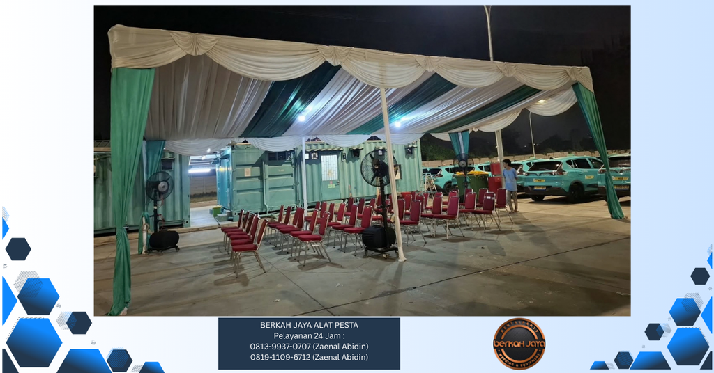 Sewa Tenda Serut Kain Putih Hijau Jakarta Selatan 081399370707