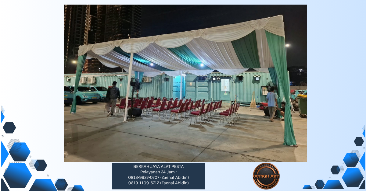 Sewa Tenda Serut Kain Putih Hijau Jakarta Selatan 081399370707