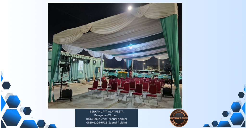 Sewa Tenda Serut Kain Putih Hijau Jakarta Selatan 081399370707