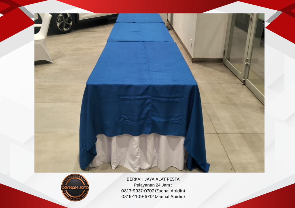 Rental Round Table Meja Kotak Topping Biru Jakarta Selatan 081399370707